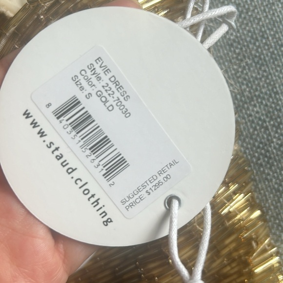 Staud Evie Beaded Gold Sequin Mini Dress Size S - Picture 10 of 17